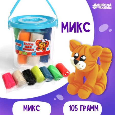 Modeling dough 7 colors, 105 g + 1 mold + lid-form, mix-4