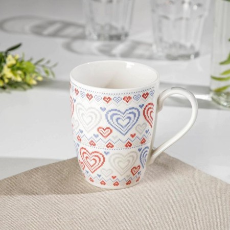 Porcelain share mug "Heart", 350 ml, white color