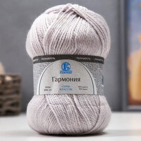 Yarn "Harmony" 50% wool, 50% acrylic 245m/100g (008 silver)-5
