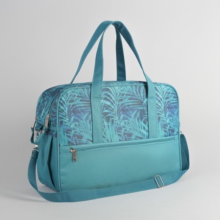 Road bag on a zipper, a lightning department, 3 outer pockets, a long belt, blue color