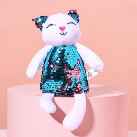 Soft toy "Lizzi cat" with sequins, 6 cm x 23 cm x 16 cm-3