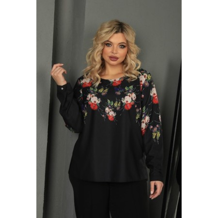 Female blouse, size 56, black color-3