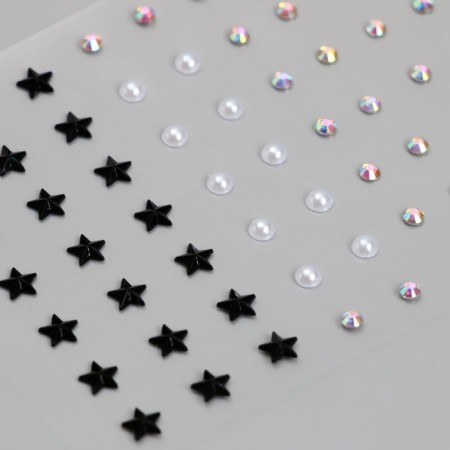 Stick plastic rhinestones, pearls "Stars and circles" 7.5x11 cm-2