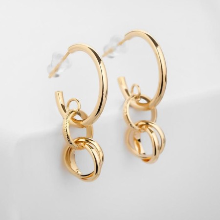 Earrings Metal "FUCHE" rings, color gold-1
