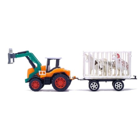 Tractor inertial "Farmer", with trailer and animals, mix-1
