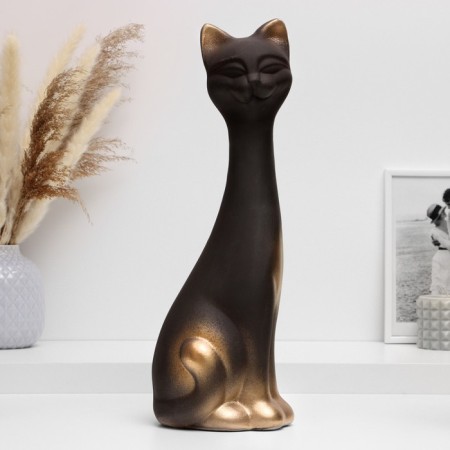 Figure "Cat" Black in gold, 14x40x15cm-5