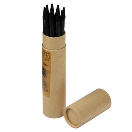 Coarse pencils, black, 12 pieces in a set, Soft