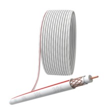 Coaxial cable SAT 50 m, 75 Ohms, Cu/(Cu braid 75%), PVC, white color, Bay 20 m