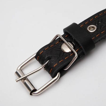 Collar leather embossed single-layer, dimensionless, 3 x 60 cm, Osh 42-55 cm, mix of flowers-2
