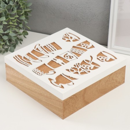 Casket tree with divisions "Collection of cups" 23.3x23.3x8 cm-1