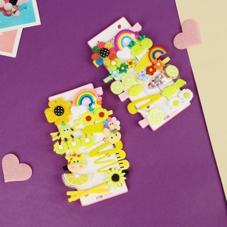 Hair set "Little Joy" (14 pcs) seven -color, yellow, mix