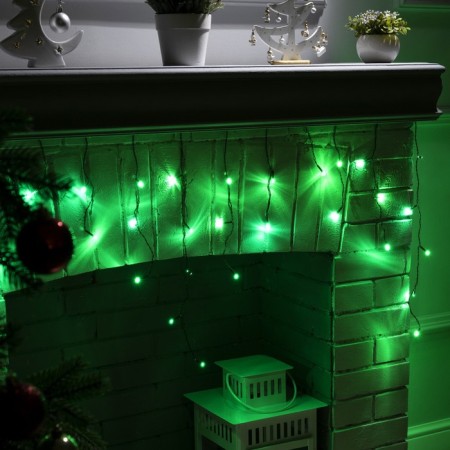 Garland "fringe" 1.8 x 0.5 m, IP20, dark thread, 48 LED, green glow, 8 modes, 220 V-2