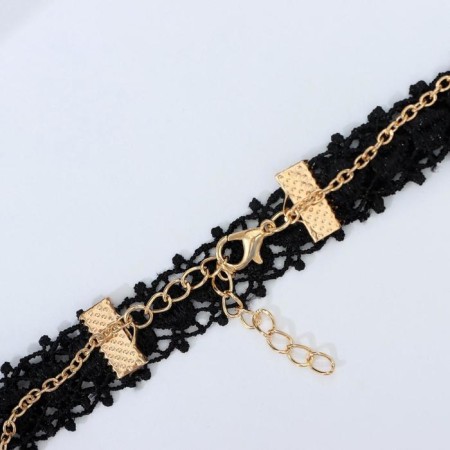 Choker "bead" lace, white-black-gold color, l = 30 cm-1