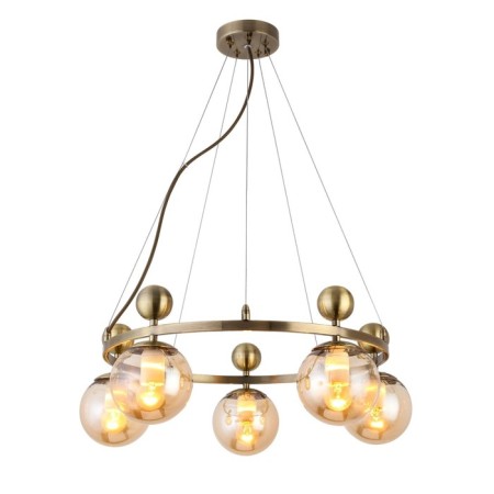 Suspended EVOLUCE lamp. Sle106303-05. Pechio. 5x60 watts, E27, 62x62x22 cm, bronze color