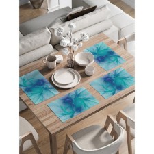 A set of napkins for setting the Air turquoise table, rectangular, rounded edges, size 30x46 cm, 4 pcs