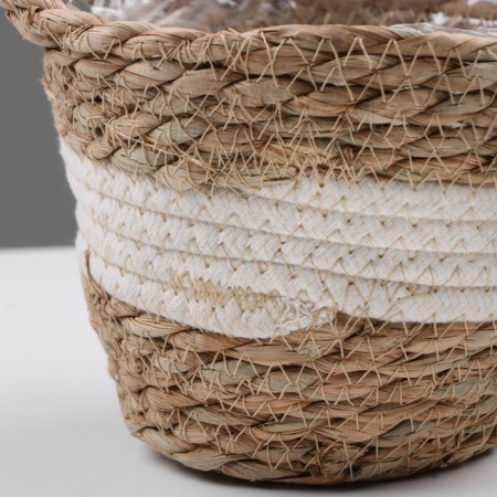 Kashpo wicker "Tanzania" with a pen, 15.5x15.5x13.5 cm, natural, white-3