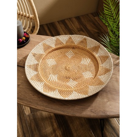 Decorative wicker rattan "Sun", 50x50x5 cm