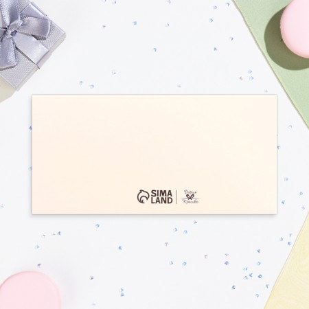 Money envelope "Happy Wedding Day!" pigeons, light background, 16x8 cm-2