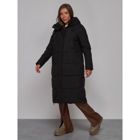 Coat insulated winter female, size 42, black color-1