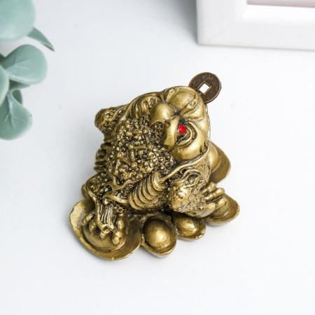 NECSK Polystone Bronze "Toad on ingots" 4x3.5x3.5 cm-1