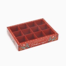 Box for 12 sweets with cells of “Cozy New Year”, 14.5 x 18.5 x 3 cm, New Year