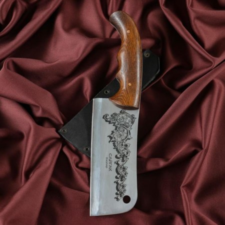 Caucasian knife, cutting "saigak" with a cover, steel - 40x13, handle - nut, 14 cm-8