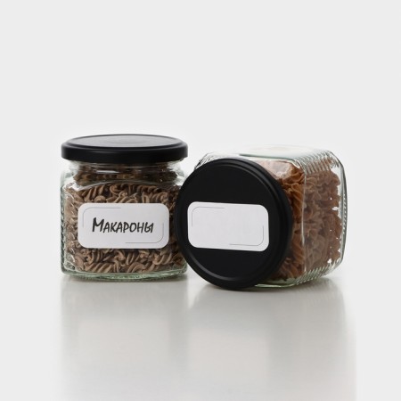 A set of glass cans with a black lid and label, TO-82, 0.39 L, 6 pcs-2