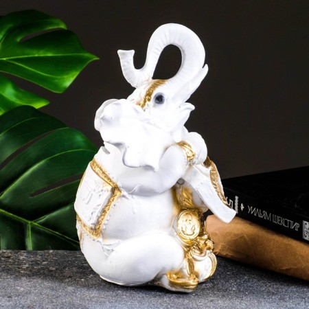 Pigger "Elephant with Money" White-gold, 15x13x26cm-1
