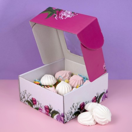 Self -charged box, with a window, "spring peonies", 19 x 19 x 9 cm-7