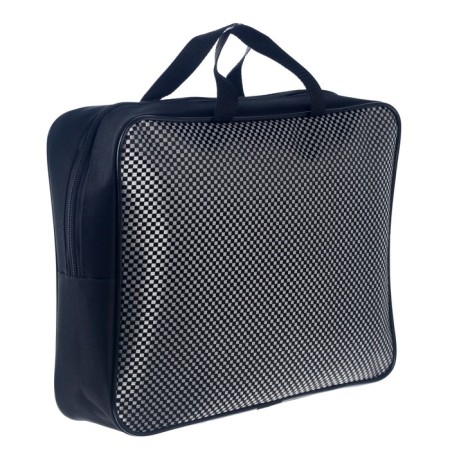 Folder with A4 handles, 360 x 270 x 80 mm, textile, handle "black checkers" 3sh48 9582-1