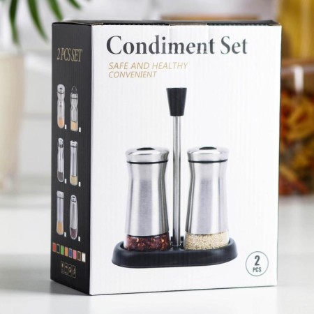 Set for glass spices on the Estel stand, 120 ml, 15 × 8 × 17.5 cm, 2 pcs, black color-3