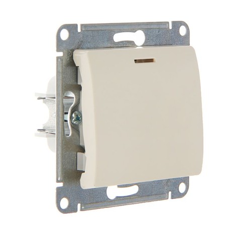 Glossa switch Sche GSL000263, 10 A, 1 key, hidden, backlight, beige color 189582