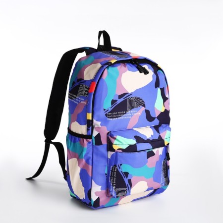 Youth backpack from textiles, 3 pockets, lilac color-2