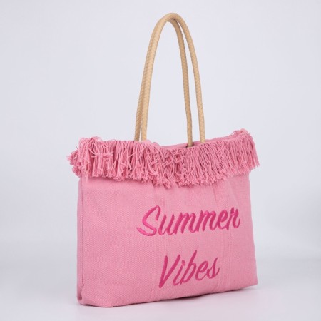 Bag - Shoper beach "Summer Vaib", 45x33x18 cm, pink color-3
