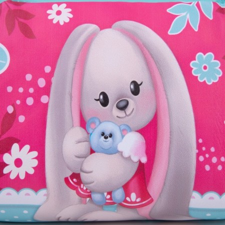 Children's bag for a girl "Rabbit with a toy" from eco-leather, on a strap, 15x12x3 cm-4