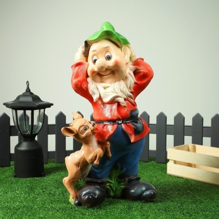 Garden figure "Dwarf with a deer" 19x26x50 cm mix-13