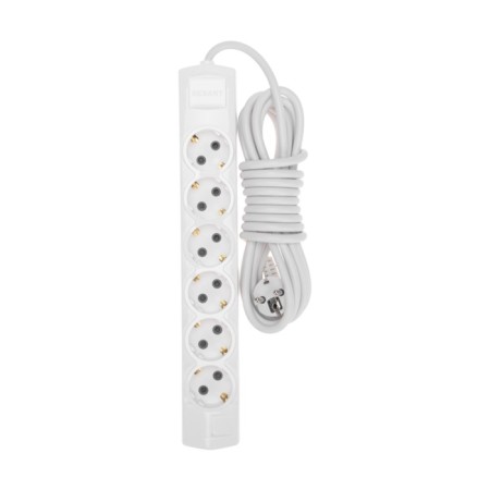 Extension cord Premium 6 nests, 5m, 3x1.5mm², s/s, white rexant-1