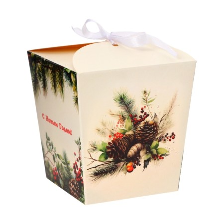 New Year. Bonbonniere, New Year's gift packaging "Winter cones", 7.5 × 8 × 7.5 cm.-2