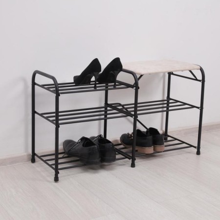 Shoes for shoes with a “double” seat, 3 shelves, suede, black color-1