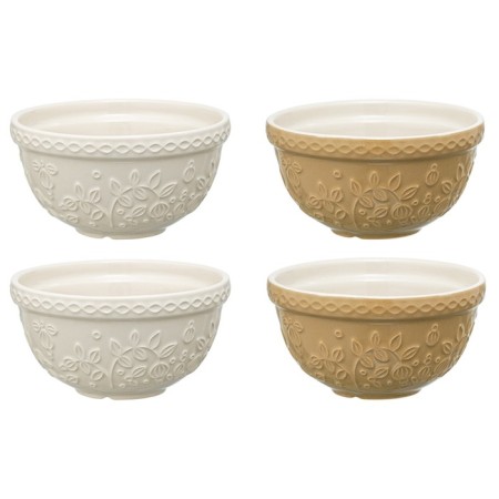A set of 4 pyal cream/beige flowers with a relief pattern of the Taiga berries,