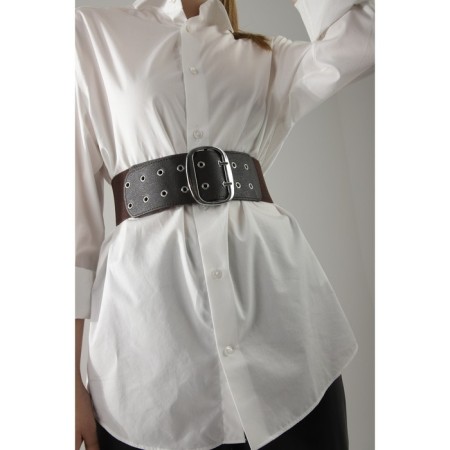 Women's belt, elastic band, XS-L, width 7.5 cm, brown color-1