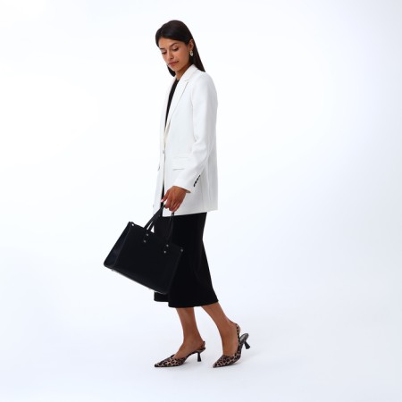 Women's bag with lightning, textura, average size, black color-10
