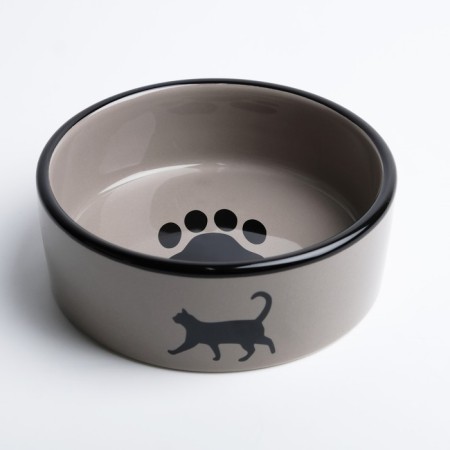 Ceramic bowl "trace with a cat" 300 ml 12.5 x 4.5 cm, black-gray-2