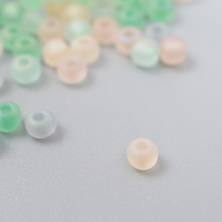 Glass 8/0 "Matte translucent. Melange yellow-green" 10 g-1