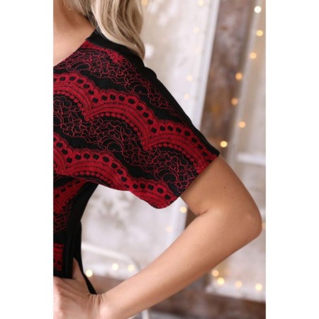 Female dress, size 42, black color, burgundy-3
