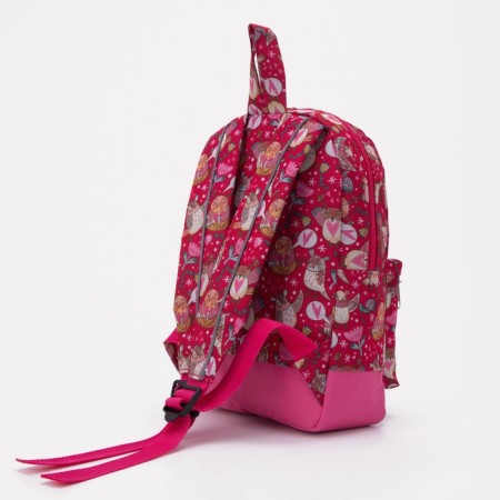 Baby backpack with zipper, external pocket, reflective strip, pink color-3