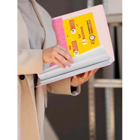Folder with A4, 700 microns, 27 mm, calligrata duble neon, inner pocket, up to 180 sheets, fuchsia-4