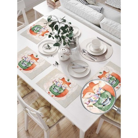 A set of napkins for setting the table "Cozy fox", rectangular, size 32x46 cm, 4 pcs-1