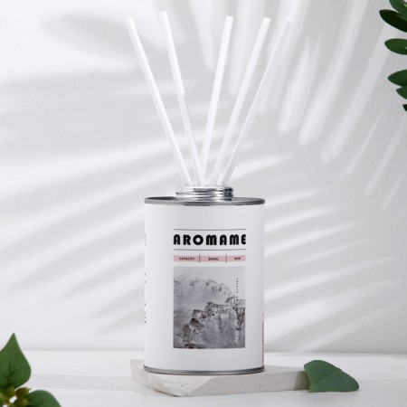 Набор диффузор ароматический "Aromame", слива, амбра, кожа, табак, 500 мл, круглая банка-1