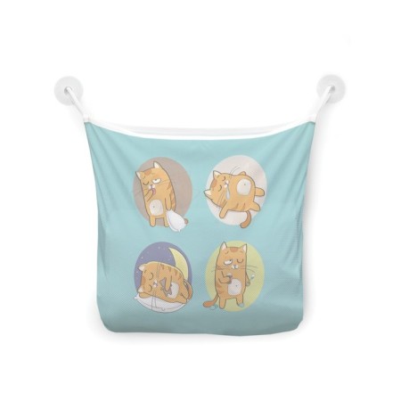 Organizer in a bathtub on suction cups "Sleepy cat", for storing toys and trifles, size 33x39 cm-2